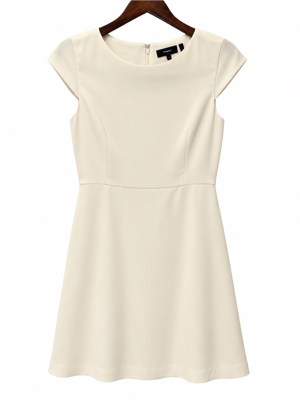 Theory Cream Cap-Sleeve A-Line Dress